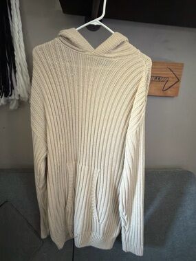 BoohooMAN Beige Chunky Knit Ribbed Sweater (Size L)